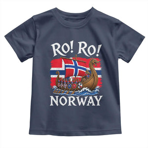 Ro Ro Norway Viking Row Toddler T Shirt Norwegian Flag Longship for Norge Football Fan TS11 Navy Print Your Wear