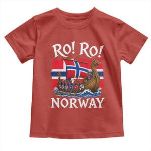 Ro Ro Norway Viking Row Toddler T Shirt Norwegian Flag Longship for Norge Football Fan TS11 Red Print Your Wear