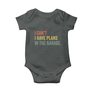 I Cant I Have Plans In The Garage Baby Onesie Funny Car Mechanics Father's Day TS11 Dark Heather Print Your Wear