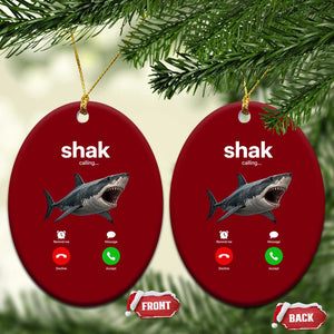 Shark Calling Meme Mispelled Shak Incoming Call Humor Ceramic Ornament