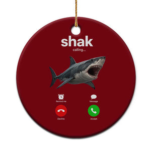 Shark Calling Meme Mispelled Shak Incoming Call Humor Ceramic Ornament