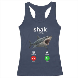 Shark Calling Meme Mispelled Shak Incoming Call Humor Racerback Tank Top