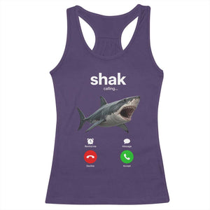 Shark Calling Meme Mispelled Shak Incoming Call Humor Racerback Tank Top