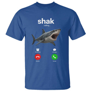 Shark Calling Meme Mispelled Shak Incoming Call Humor T Shirt TS11 Royal Blue Print Your Wear