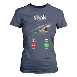 Shark Calling Meme Mispelled Shak Incoming Call Humor T Shirt For Women