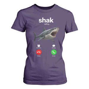 Shark Calling Meme Mispelled Shak Incoming Call Humor T Shirt For Women