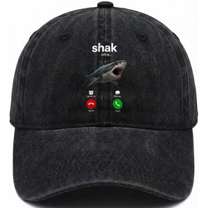 Shark Calling Meme Mispelled Shak Incoming Call Humor Washed Cotton Baseball Cap TS11 Print Your Wear