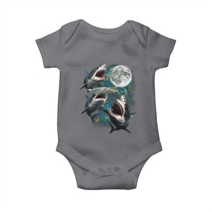 Funny Sharks Howling at Moon Baby Onesie Funny Great White Sharks and Hammerhead Shark