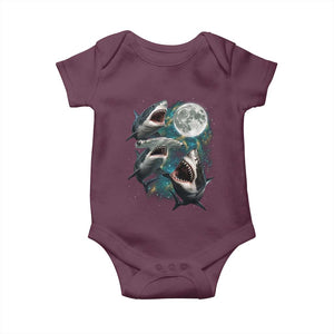 Funny Sharks Howling at Moon Baby Onesie Funny Great White Sharks and Hammerhead Shark
