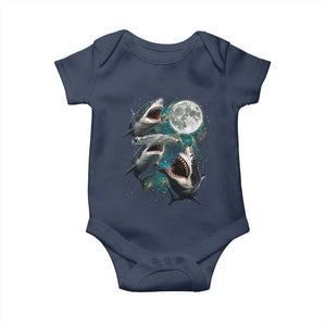 Funny Sharks Howling at Moon Baby Onesie Funny Great White Sharks and Hammerhead Shark