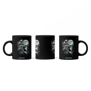 Funny Sharks Howling at Moon Coffee Mug Funny Great White Sharks and Hammerhead Shark
