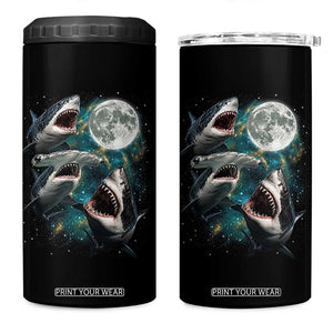 Funny Sharks Howling at Moon 4 in 1 Can Cooler Tumbler Funny Great White Sharks and Hammerhead Shark