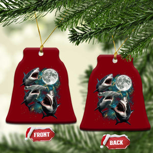 Funny Sharks Howling at Moon Ceramic Ornament Funny Great White Sharks and Hammerhead Shark