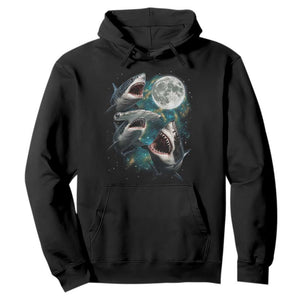 Funny Sharks Howling at Moon Hoodie Funny Great White Sharks and Hammerhead Shark