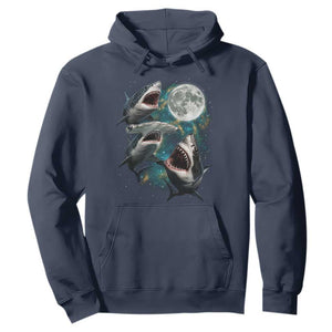 Funny Sharks Howling at Moon Hoodie Funny Great White Sharks and Hammerhead Shark