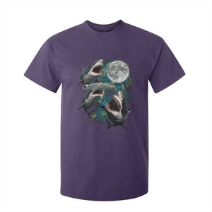 Funny Sharks Howling at Moon T Shirt For Kid Funny Great White Sharks and Hammerhead Shark