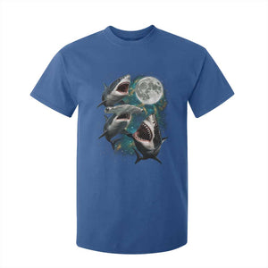 Funny Sharks Howling at Moon T Shirt For Kid Funny Great White Sharks and Hammerhead Shark