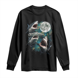 Funny Sharks Howling at Moon Long Sleeve Shirt Funny Great White Sharks and Hammerhead Shark