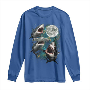 Funny Sharks Howling at Moon Long Sleeve Shirt Funny Great White Sharks and Hammerhead Shark