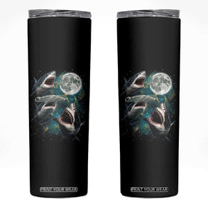 Funny Sharks Howling at Moon Skinny Tumbler Funny Great White Sharks and Hammerhead Shark
