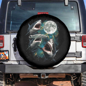Funny Sharks Howling at Moon Spare Tire Cover Funny Great White Sharks and Hammerhead Shark