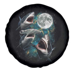 Funny Sharks Howling at Moon Spare Tire Cover Funny Great White Sharks and Hammerhead Shark