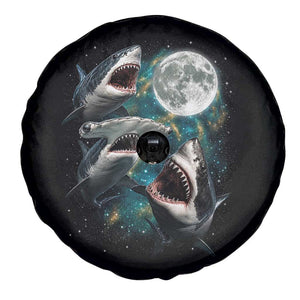 Funny Sharks Howling at Moon Spare Tire Cover Funny Great White Sharks and Hammerhead Shark
