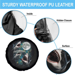 Funny Sharks Howling at Moon Spare Tire Cover Funny Great White Sharks and Hammerhead Shark