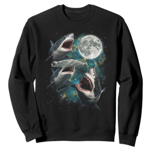 Funny Sharks Howling at Moon Sweatshirt Funny Great White Sharks and Hammerhead Shark