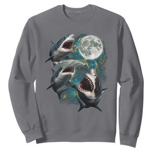 Funny Sharks Howling at Moon Sweatshirt Funny Great White Sharks and Hammerhead Shark