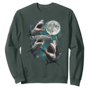 Funny Sharks Howling at Moon Sweatshirt Funny Great White Sharks and Hammerhead Shark