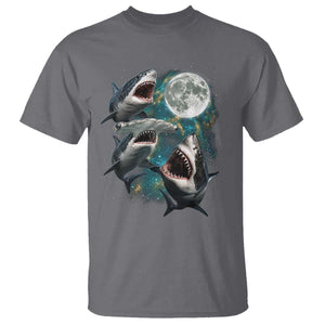 Funny Sharks Howling at Moon T Shirt Funny Great White Sharks and Hammerhead Shark