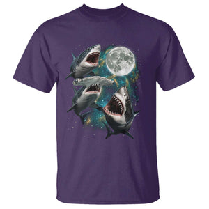 Funny Sharks Howling at Moon T Shirt Funny Great White Sharks and Hammerhead Shark