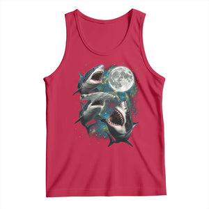 Funny Sharks Howling at Moon Tank Top Funny Great White Sharks and Hammerhead Shark