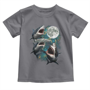 Funny Sharks Howling at Moon Toddler T Shirt Funny Great White Sharks and Hammerhead Shark