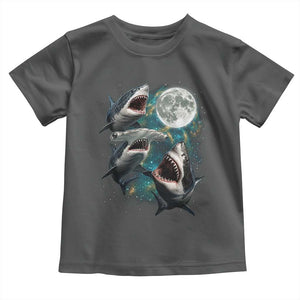 Funny Sharks Howling at Moon Toddler T Shirt Funny Great White Sharks and Hammerhead Shark