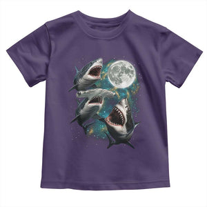 Funny Sharks Howling at Moon Toddler T Shirt Funny Great White Sharks and Hammerhead Shark