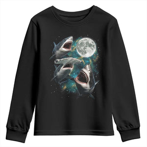 Funny Sharks Howling at Moon Youth Sweatshirt Funny Great White Sharks and Hammerhead Shark