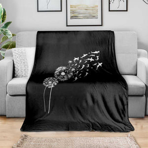Shark Dandelion Flower for Ocean Wildlife Lover Throw Blanket TS11 Print Your Wear