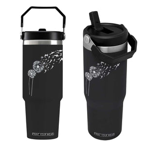 Shark Dandelion Flower for Ocean Wildlife Lover Flip Straw Tumbler TS11 One Size: 30 oz Black Print Your Wear