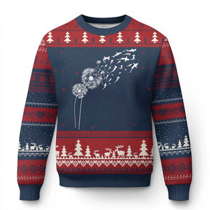 Shark Dandelion Flower for Ocean Wildlife Lover Ugly Christmas Sweater TS11 Navy Red Print Your Wear