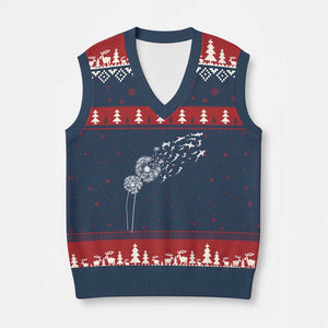 Shark Dandelion Flower for Ocean Wildlife Lover V-Neck Knit Sweater Vest TS11 Navy Red Print Your Wear