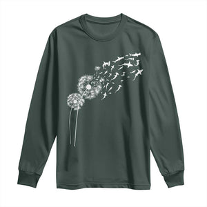 Shark Dandelion Flower for Ocean Wildlife Lover Long Sleeve Shirt TS11 Dark Forest Green Print Your Wear
