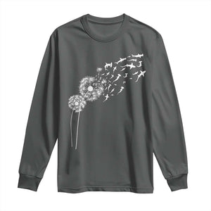 Shark Dandelion Flower for Ocean Wildlife Lover Long Sleeve Shirt TS11 Dark Heather Print Your Wear