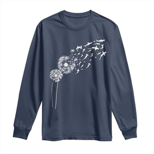 Shark Dandelion Flower for Ocean Wildlife Lover Long Sleeve Shirt TS11 Navy Print Your Wear