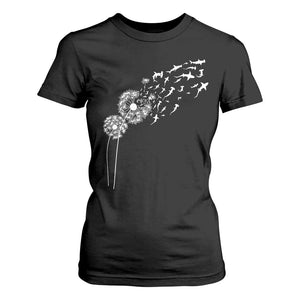 Shark Dandelion Flower for Ocean Wildlife Lover T Shirt For Women TS11 Black Print Your Wear