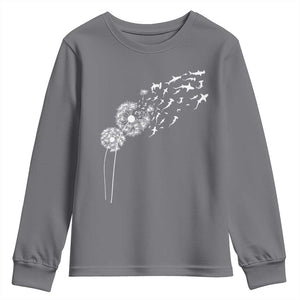 Shark Dandelion Flower for Ocean Wildlife Lover Youth Sweatshirt TS11 Charcoal Print Your Wear