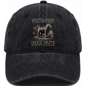 You Odyssey Deez Nuts Funny Trojan Horse Washed Cotton Baseball Cap Inappropriate Adult Humor Ancient Greek