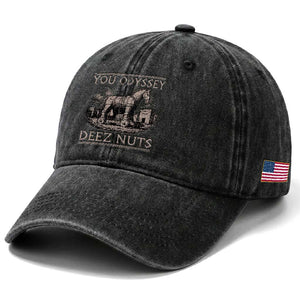 You Odyssey Deez Nuts Funny Trojan Horse Washed Cotton Baseball Cap Inappropriate Adult Humor Ancient Greek