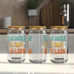 Hose Bee Lion Funny Meme Word Pun Retro Glass Can